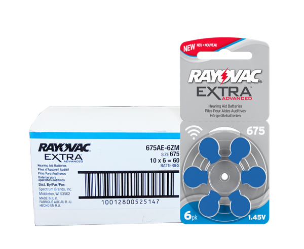 RAYOVAC Extra, Size 675 Hearing Aid BatteriesBox of 60
