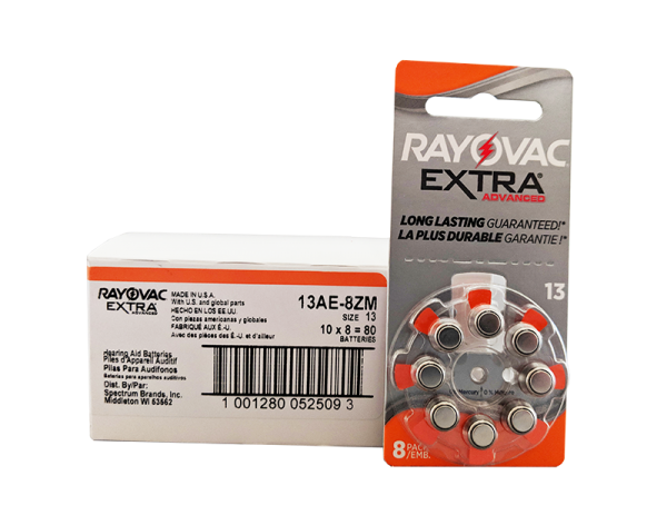 RAYOVAC Extra, Size 13 Hearing Aid BatteriesBox of 80