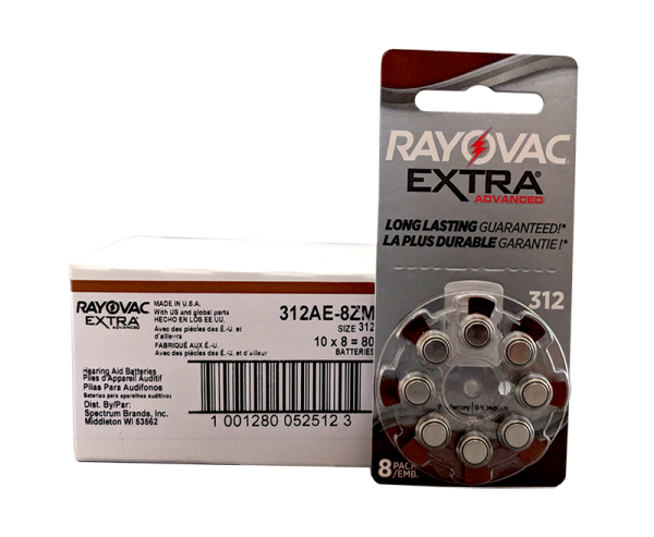 RAYOVAC Extra, Size 312 Hearing Aid BatteriesBox of 80